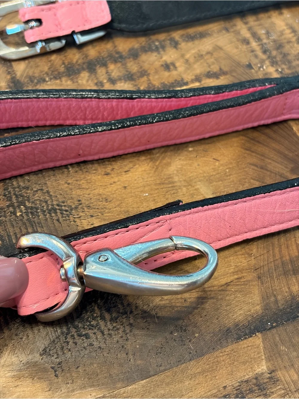 Pink Leather Collar & Leash